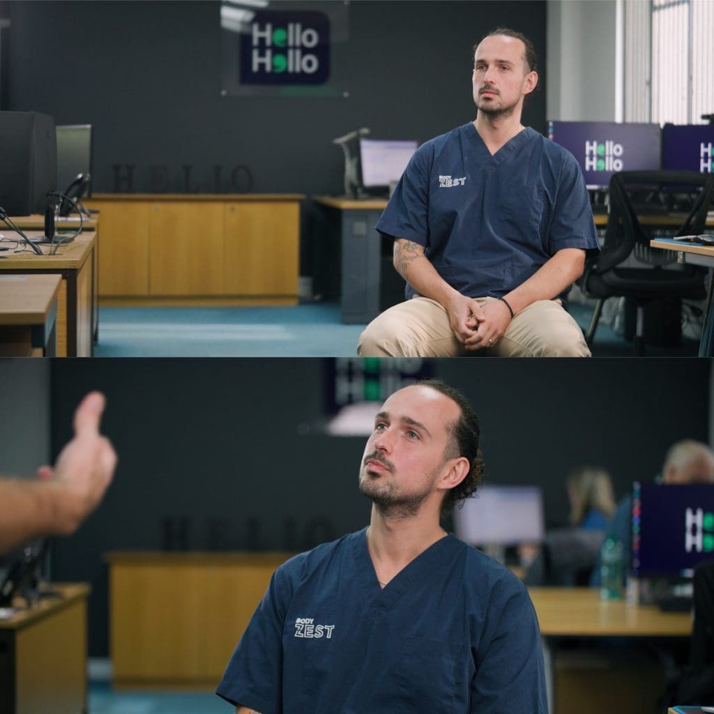 Hello Hello Promo Video 2 Man On A Chair Interview Setup